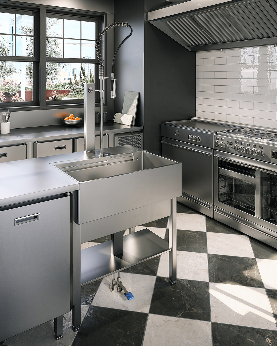 Cocina profesional — Fregadero acero