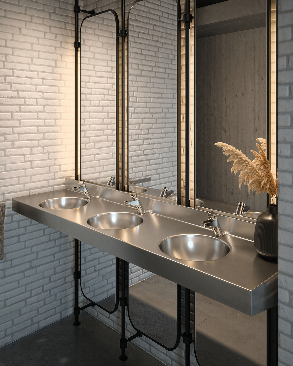 Vestuarios — Lavabo acero